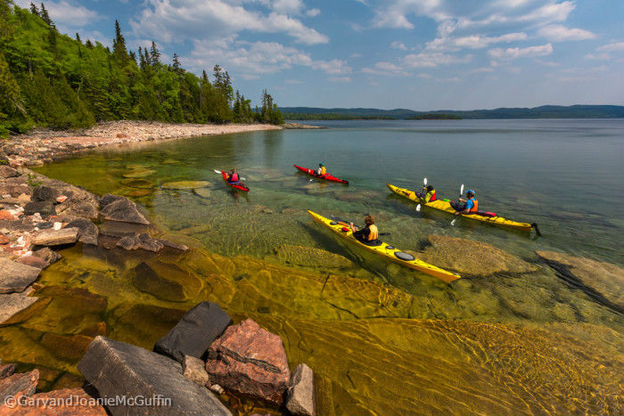 4 Kayaks by the shores of Lake Superior