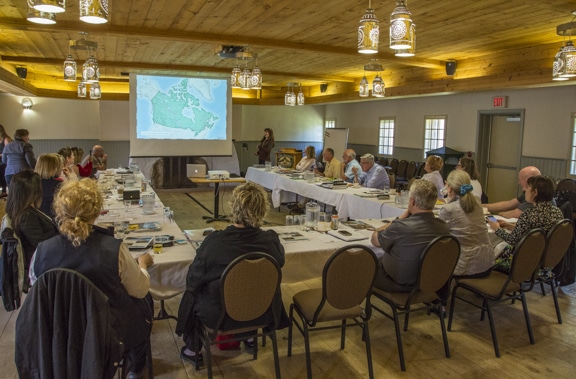 Joanie McGuffin presenting the TCT Lake Superior Water Trail to the Trans Canada Trail National Board meeting June 18 at Fort William in Thunder Bay