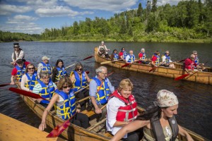 The McGuffins participate in the TCT voyageur canoe send-off for Path of the Paddle ambassadors Paul and Hadley