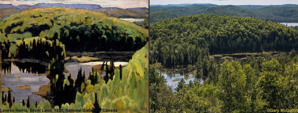 Group of Seven landscape painting and image of painting location